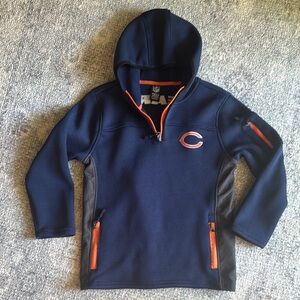 NWOT tags, Youth Chicago Bears quarter zip hoodie.  Blue/orange. Size 14-16.